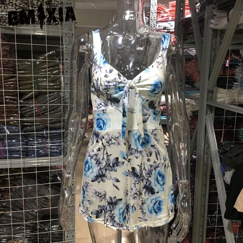 GMXIA Moda damă ocazional imprimeu culoare solidă vară primăvară pantaloni cu bretele fără mâneci Salopete și salopete