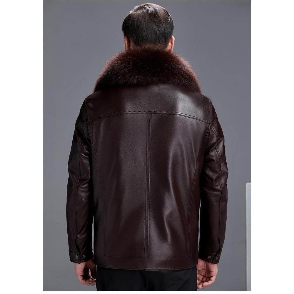 Купить Кожаная куртка мужская меховая зимняя флисовая утолщенная ...
