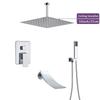 Polished Chrome 16 inch Big Rain Shower Faucet Single Handle Concealed Bath Shower Set with Handshower Brass Spout Wall Mounted