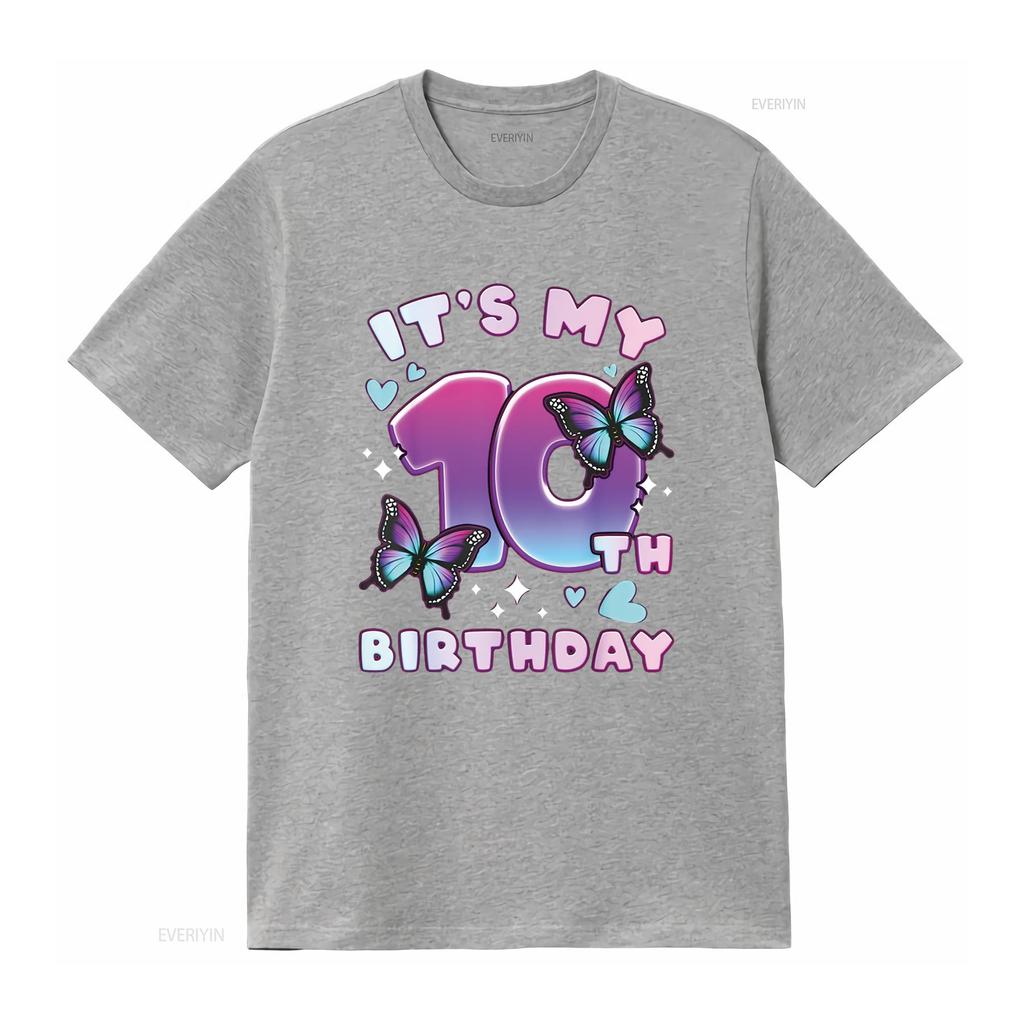 10e Verjaardag Meisje 10 jaar Vlinders en Numb Kenmerkend Damesmode T-shirt Print Top vintage Gewassen grafisch