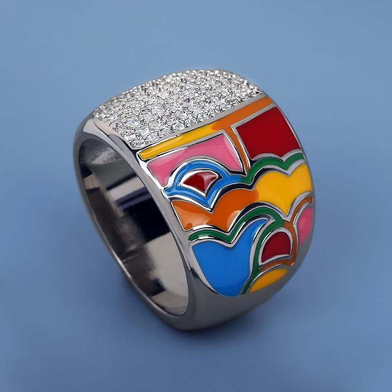 Fashion Simple Women s Full Diamond Zircon Ring Color Epoxy Women s   Silver Women s Wedding Ring Bridal 6