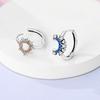 New 925 Sterling Silver Hope Rainbow Flower Earrings For Women Sparkling Colored Zircon Star Koi Earrings Party Jewelry