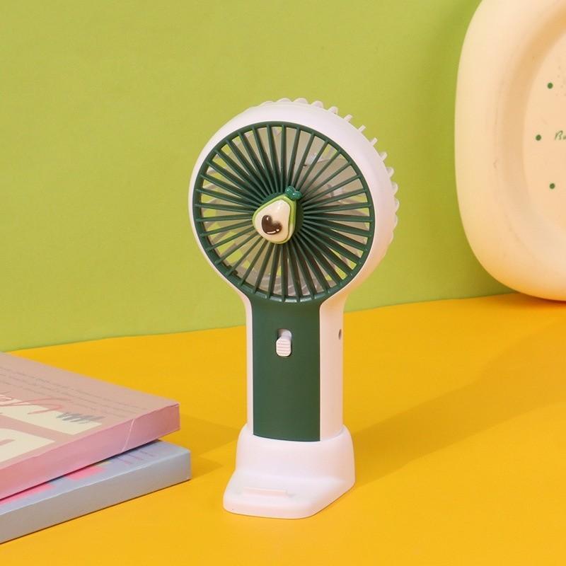 

Cute Cartoon Mini Handheld Usb Charging Phone Holder Fan With Strong Wind Power For Gifts Green