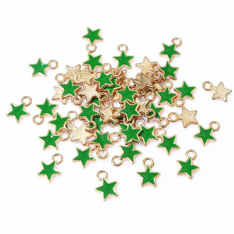 50PCS 6*8mm 9 Color Alloy Metal Drop Oil Small Stars Charms KC Gold Pendant For DIY Bracelet Necklace Jewelry Making Findings