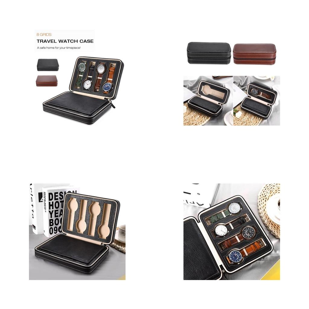 Versatile 8 Slot Travel Watch Box Classic Pu Leather Storage Case For Timepieces