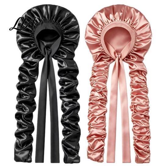 Cappello per Capelli Anti Crespo Senza Calore per Arricciare i Capelli, Ricci Regolabili, Cappello da Notte Antiscivolo, Cuffia in Raso, Doppio Strato, per Capelli Lunghi, Treccine,