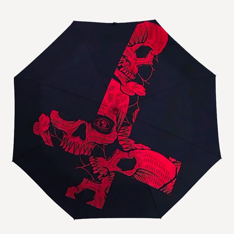 

1pc Skull Crossbones Automatic Open/close Umbrella, 8-Rib sturdy structure, Portable Travel Umbrella, Parties, Everyday Use,35