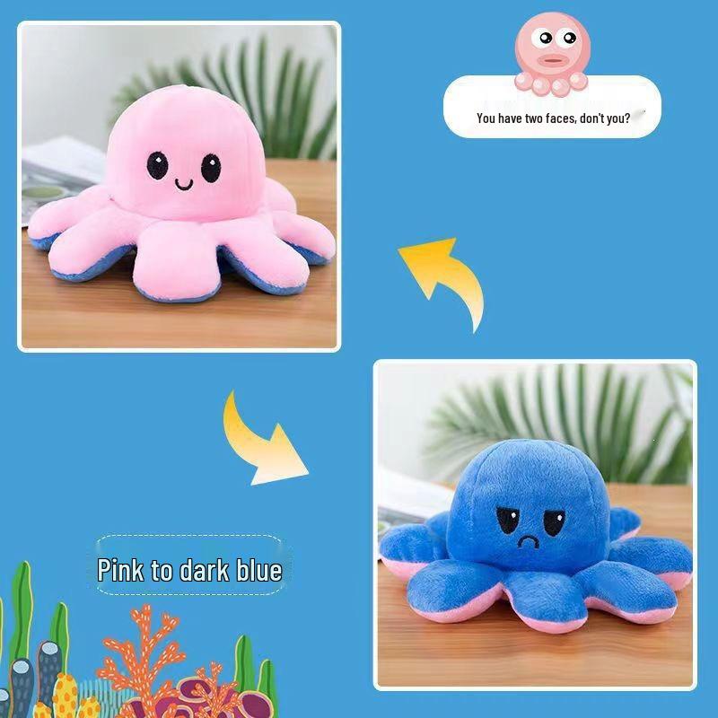 Reversible Cute Octopus Plush Toy - Expression Pillow & Birthday Gift for Girls