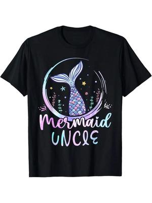 Camiseta Tio Sereio Masculina Aniversário Sereia Homens Praia Cauda de Sereia