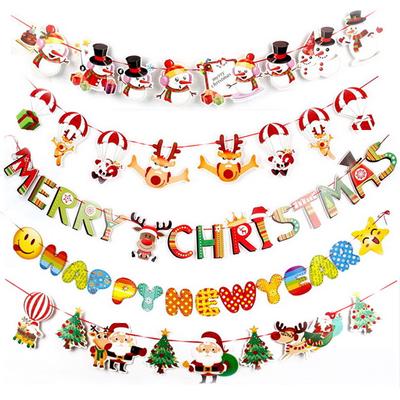 Home Decorations Christmas Craft Garland Banner New Year Party Xmas Decoration Santa Claus Happy