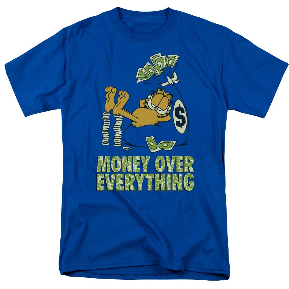 Garfield Money Is Everyhing T Shirt Mens Licensed Cat Comics Tee Royal Blue XXL