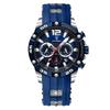 RORIOS Day of the Week Silver Blue Men's Watch, Quartz, Multi-function, Display, Luminous, Lightweight, Waterproof, Work, Stylish, Popular, Simple,