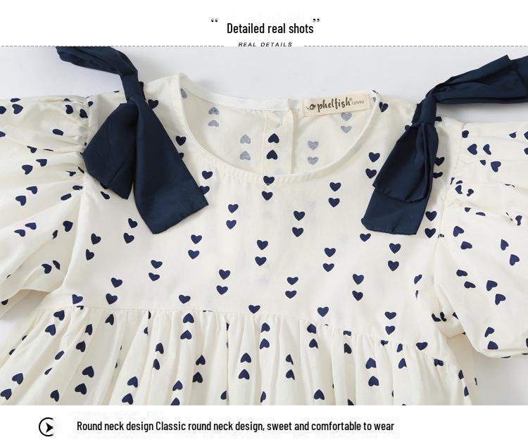 2025 Summer Korean Puff Sleeve Cotton Dress for Girls - Children's One-Piece Skirt