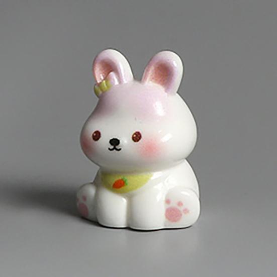 3 Pcs Miniature Resin Rabbit Easter Figurine, Cartoon Cute Tiny Bunny Animal Figures for Easter Egg Fillers, Fairy Garden, Dollhouse, Cake Topper