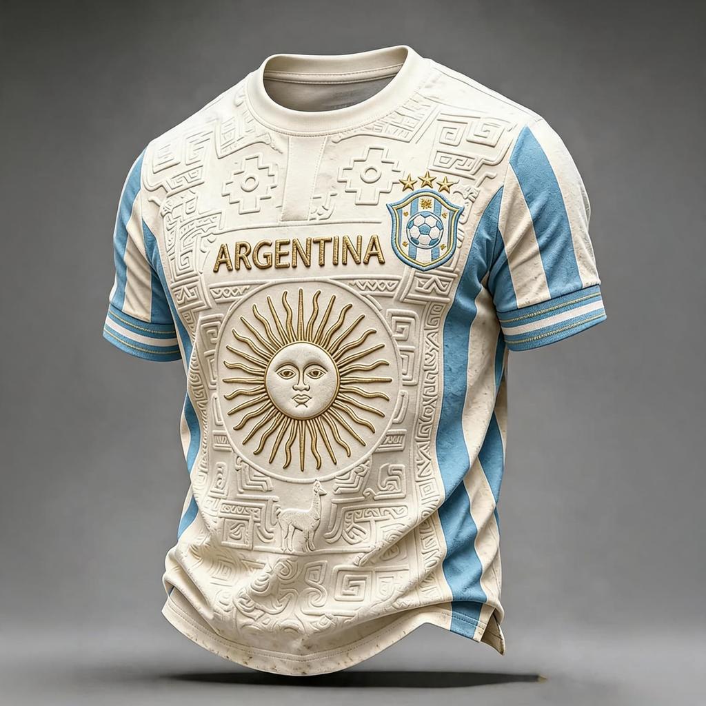 Men's Neck Short Sleeve Soccer Fan T-Shirt for Day