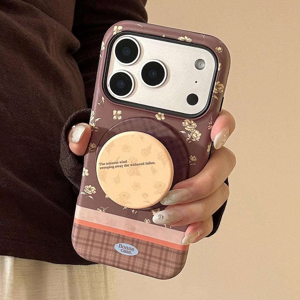 Retro Blommigt Ställ Telefonfodral för iPhone 17 och iPhone 17 Pro Max