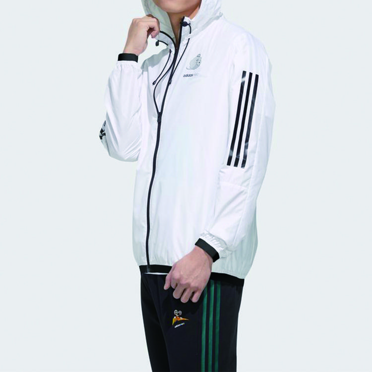 Adidas Neo Branded Windbreaker With Hood And Long Sleeves Men Outerwear White GK5869