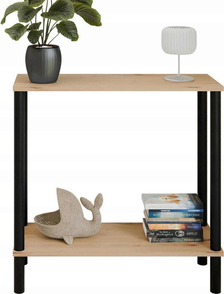 Loft Console Table with Shelf 80x30x80 Cm Metal Black for Hallway