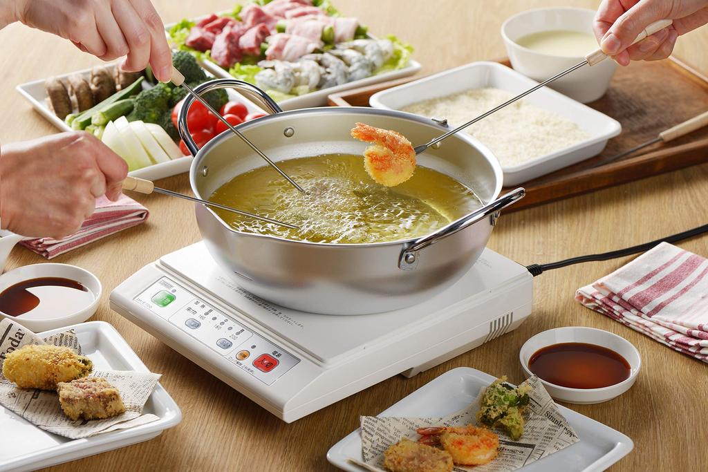 Castle Enterprise Yoshikawa Mirakutei II Tempura Pot with 24cm IH Made in Gift Wrapping Available Lid, (with Thermometer), Compatible, Japan,