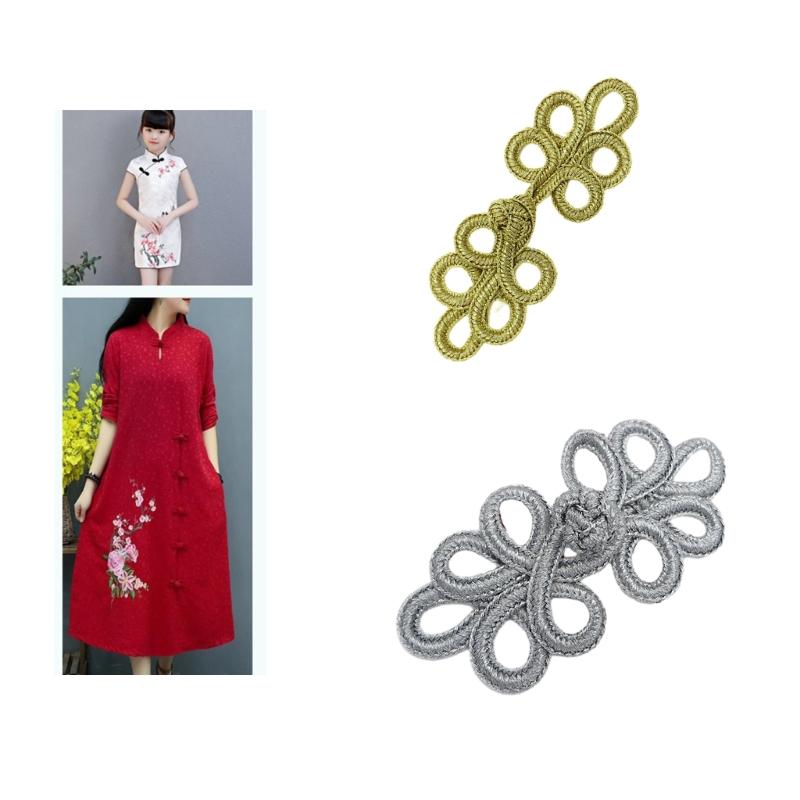 Five Leaves Shape Chinese Cheongsam Knot Button Closure Ribbon Gold Wire Fastener Hanfu Tang Shirt Suit DIY Sewing Craft