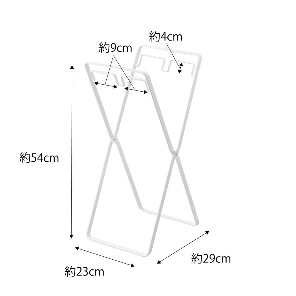 Yamazaki Tower Plastic Bag Stand 30L Garbage Bag 23cm W x 29cm D x 54cm H in for 5712 (2-Row & Holder), White, Approx. (When Use), Sorting,