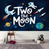 2D Outer Space Astronaut & Rocket Backdrop "Two the Moon" Birthday Photo Booth