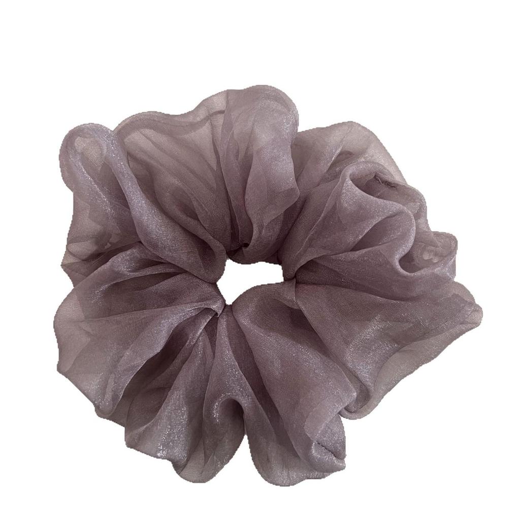 French Pearlescent Fairy Gauze Fluffy Scrunchie – Gentle, Versatile Hair Tie for a Lazy Low Bun