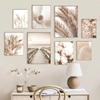 Nordic Beige Flower Grass Canvas Painting Landscape Picture Minimalist Wall Art Poster Scenery Print Modern for Home Room Decor