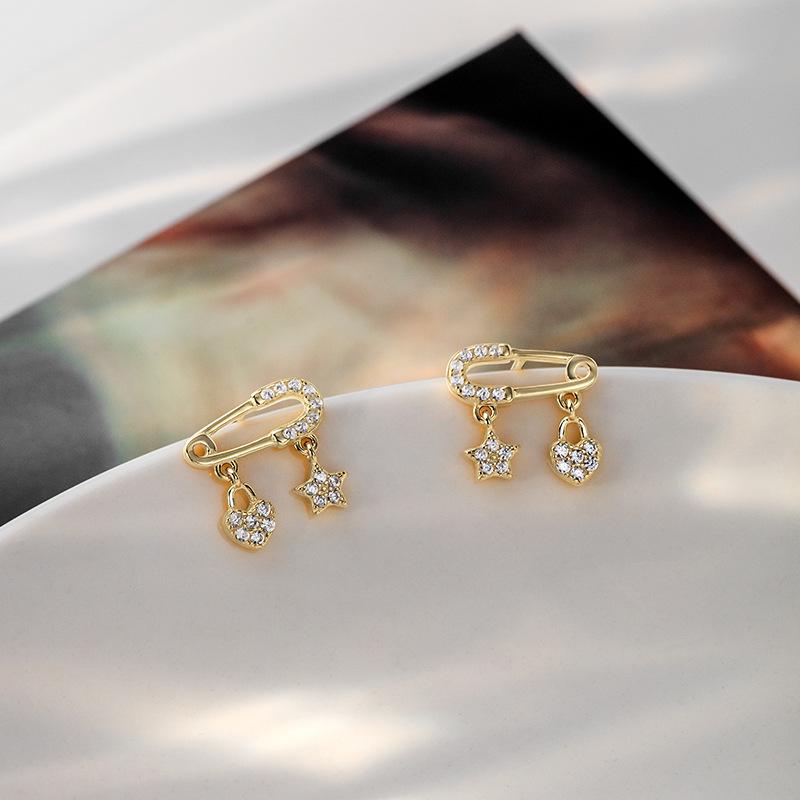 

Серьги-пусеты из серебра 925 пробы в японском и корейском стиле, в форме звезды и сердца, для женщин - Модные, Простые, Элегантные 925 Silver