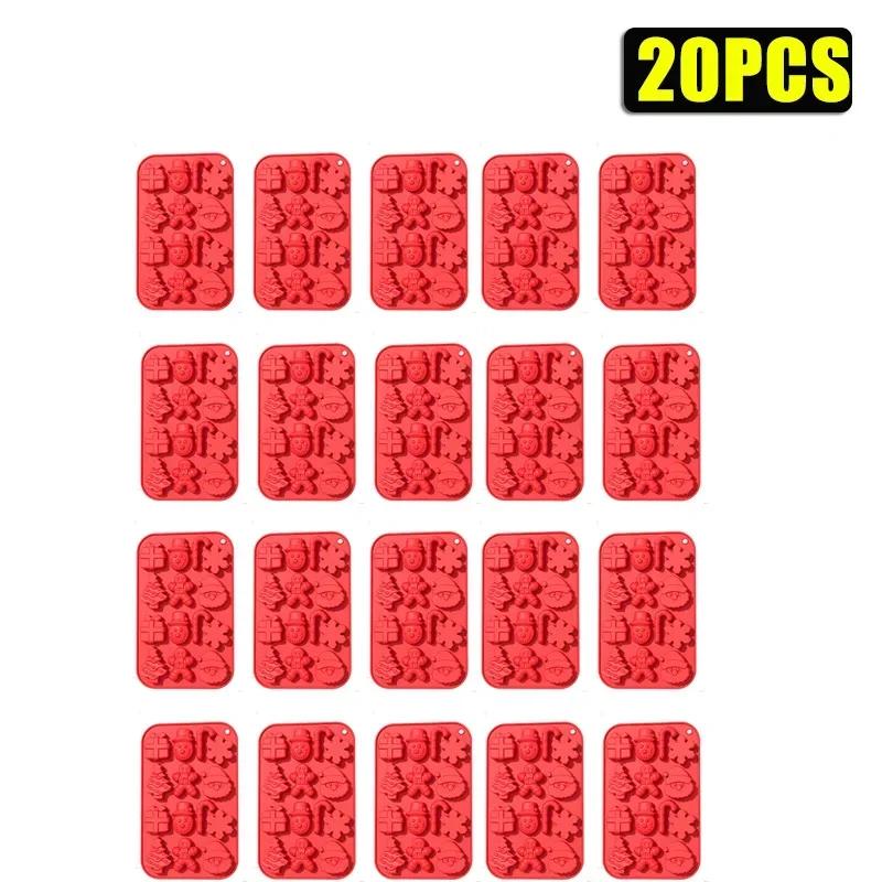 1-20Pcs Christmas Silicone Chocolate Mold Food Grade Non Stick Easy Clean Reusable Molds For Diy Baking Cake Candy Holiday Gifts