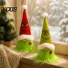 Garden Holiday Hanging Accents Christmas Tree Green Haired Plush Ornament, Stuffed Animal Doll Dwarf Durable Seasonal Party Decor Figurine,