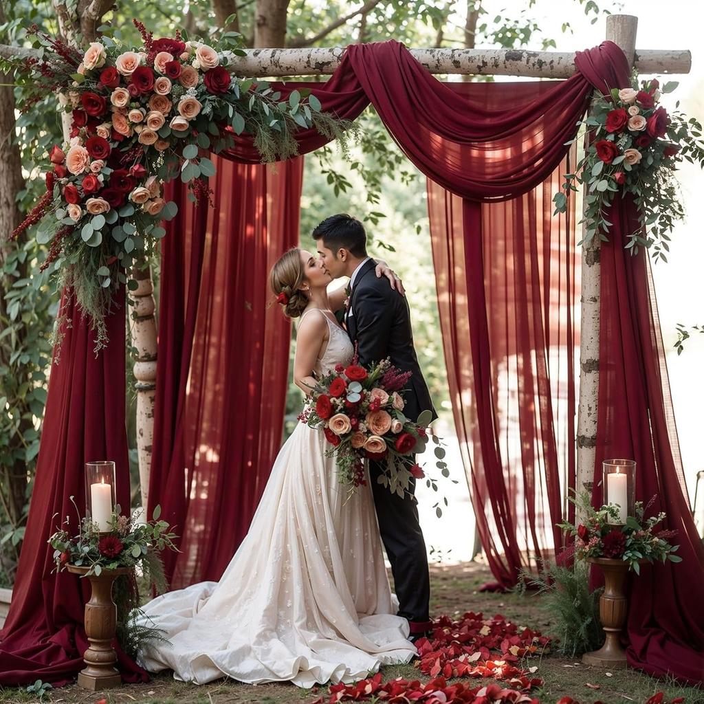 Wedding Arch Draping Fabric, Sheer Chiffon Arch Drape for Bridal Shower Backdrop Outdoor Party Arches Church Ceremony Decoration