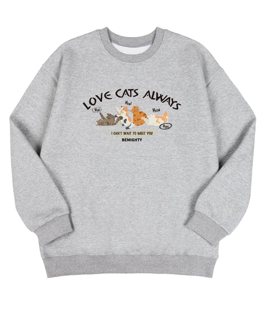 BEMIGHTY Love Cats Oversized Double-Sided Sweatshirt [Navy] (B Type)