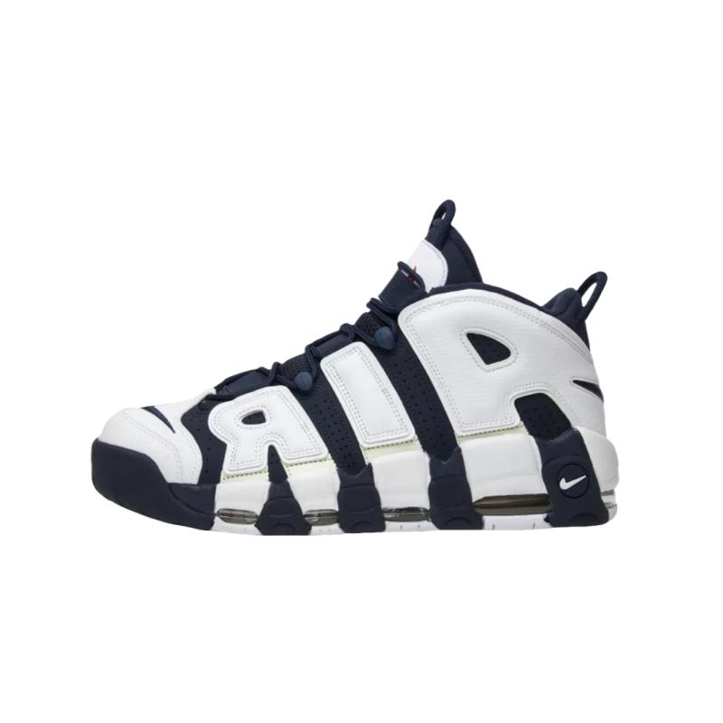 New Nike Air More Uptempo Olympic Abrasion Resistant Mid Top Vintage Basketball Shoes Men's White Blue 414962-104