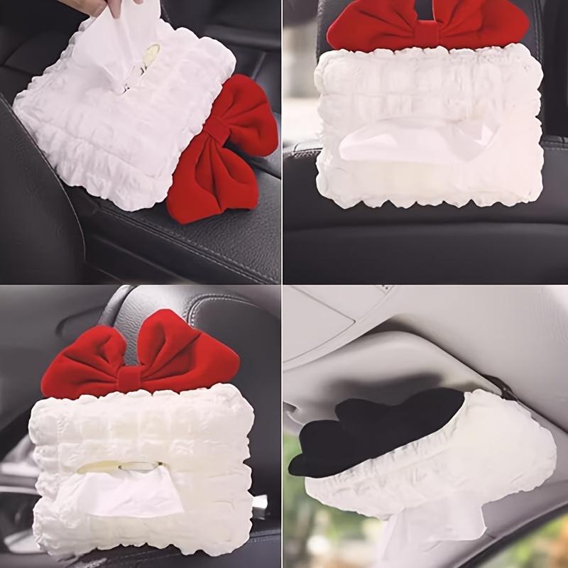 1pc Car Tissue Box, Creative Puffy Grid Car Multifunctional Seatback Tissue Drawer, Cute Decorative Car Tissue Holder