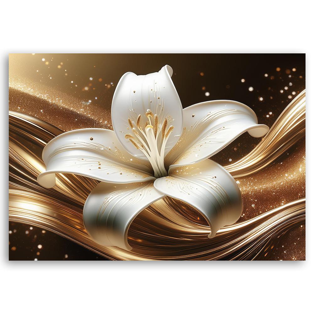 Canvas print, Lily flower, gold