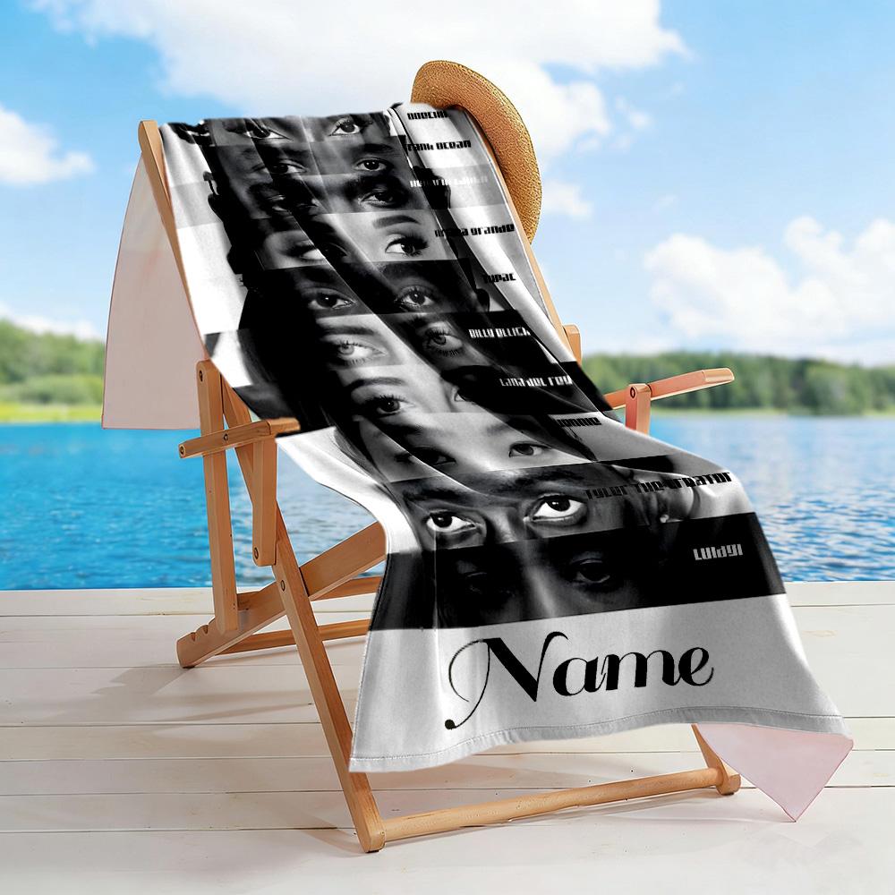 Facial Expressions Diversity Personalized Name Beach Towel Super Soft & Absorbent Portable for SwimmingBeachCamping Travel Beach AccessoriesGym