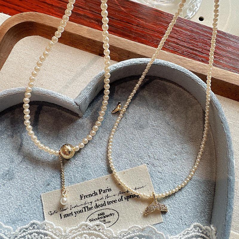 Elegant Fishtail Pearl Necklace with Tassel Pendant for Women