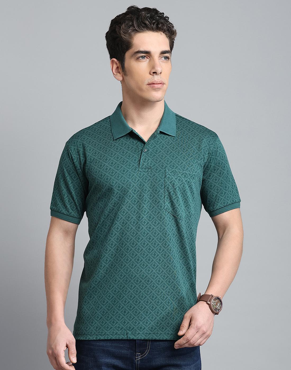 

Monte Carlo Mens Printed Green Collar Neck Half Sleeve T-Shirt XL зелёный