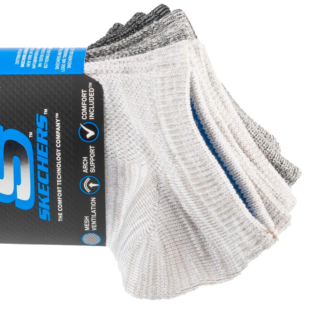 Skechers 6pk Boys No Terry Socks, Unisex grey Socks