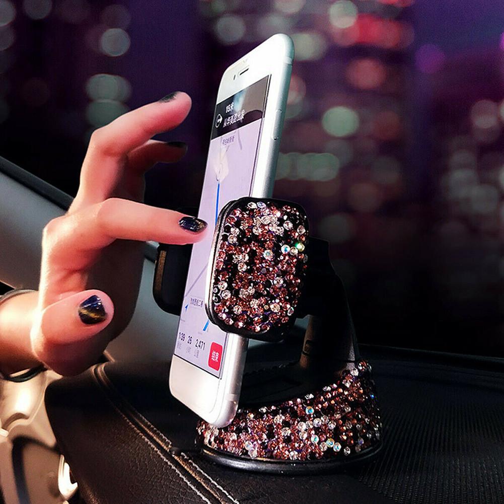 Bling Phone Holder Car Clip Dashboard Girls Mobile