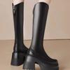 Knight Boots 2025 Autumn and Winter New High Heels Solid Color Thick Heel Height Increase Tall Tube Small Thick Bottom Over Knee Boots