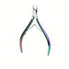 1pc Iridescent Rainbow Stainless Steel Cuticle Nipper Hypoallergenic, Precision Manicure & Pedicure Tool Dead Skin Pliers Nail