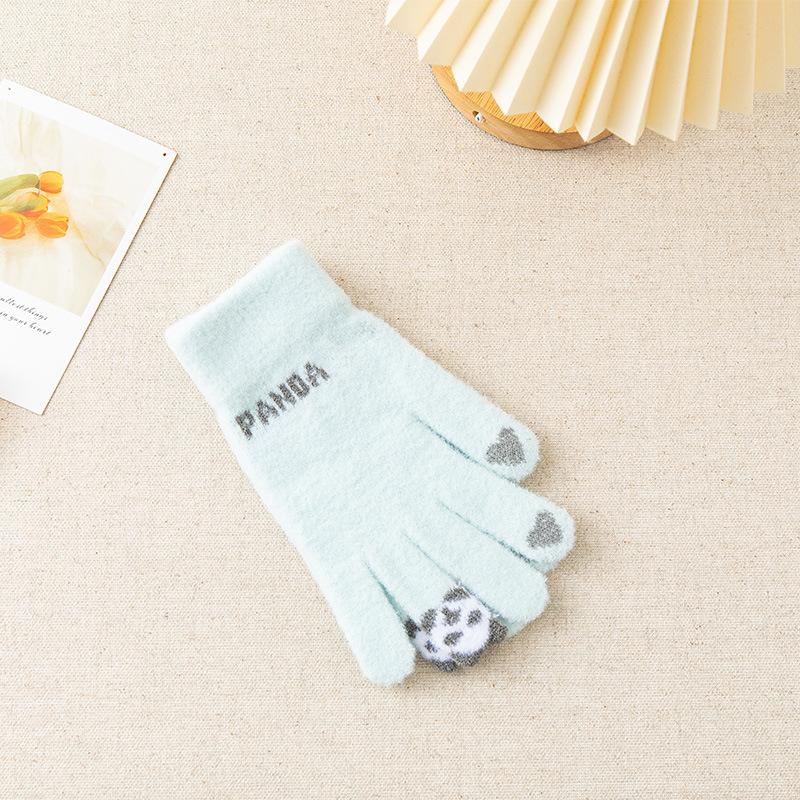 Women's Winter Gloves - Cute Fleece-Lined Warm Touchscreen Cycling Gloves with Five Fingers