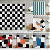 Black and White Checkered Wave Stripe Geometric Shower Curtain Bathroom Waterproof Polyester Curtain with Hook Home Decor