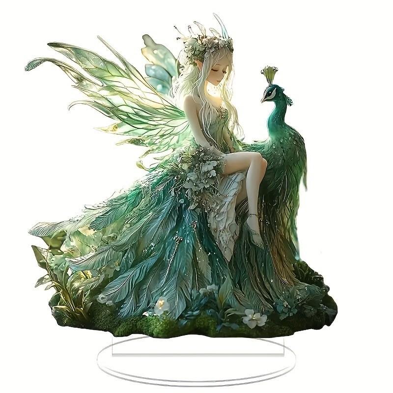 Colorful Acrylic Elf Fairy with Wings Ornament for Living Room or Bedroom Decor