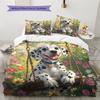 Biancheria da letto con motivo dalmata e fiori Decorazione per la casa Regalo di compleanno (1 * copripiumino + 2 * federa, senza nucleo)