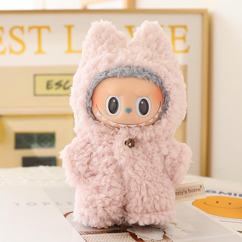 Fits Labubu Doll Generations 1-3: Cute Shark Onesie & Vinyl Pendant (Clothes Only)