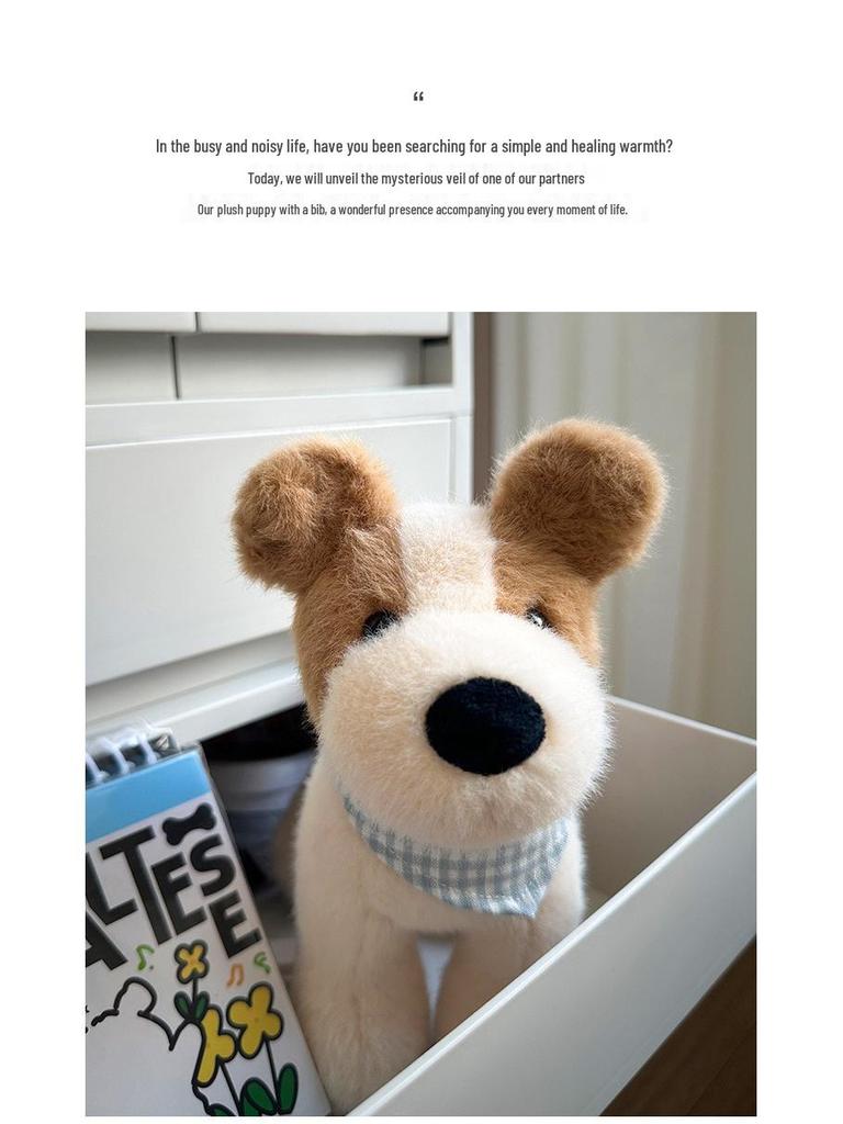 Wire Fox Terrier Plush Toy - Cute Standing Puppy Doll Comfort Schnauzer