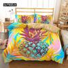 Pineapple Duvet Cover Set Queen Size Microfiber Kid Colorful Pineapple Twin Bedding Set Fruit Theme Hello Summer Comforter Cover